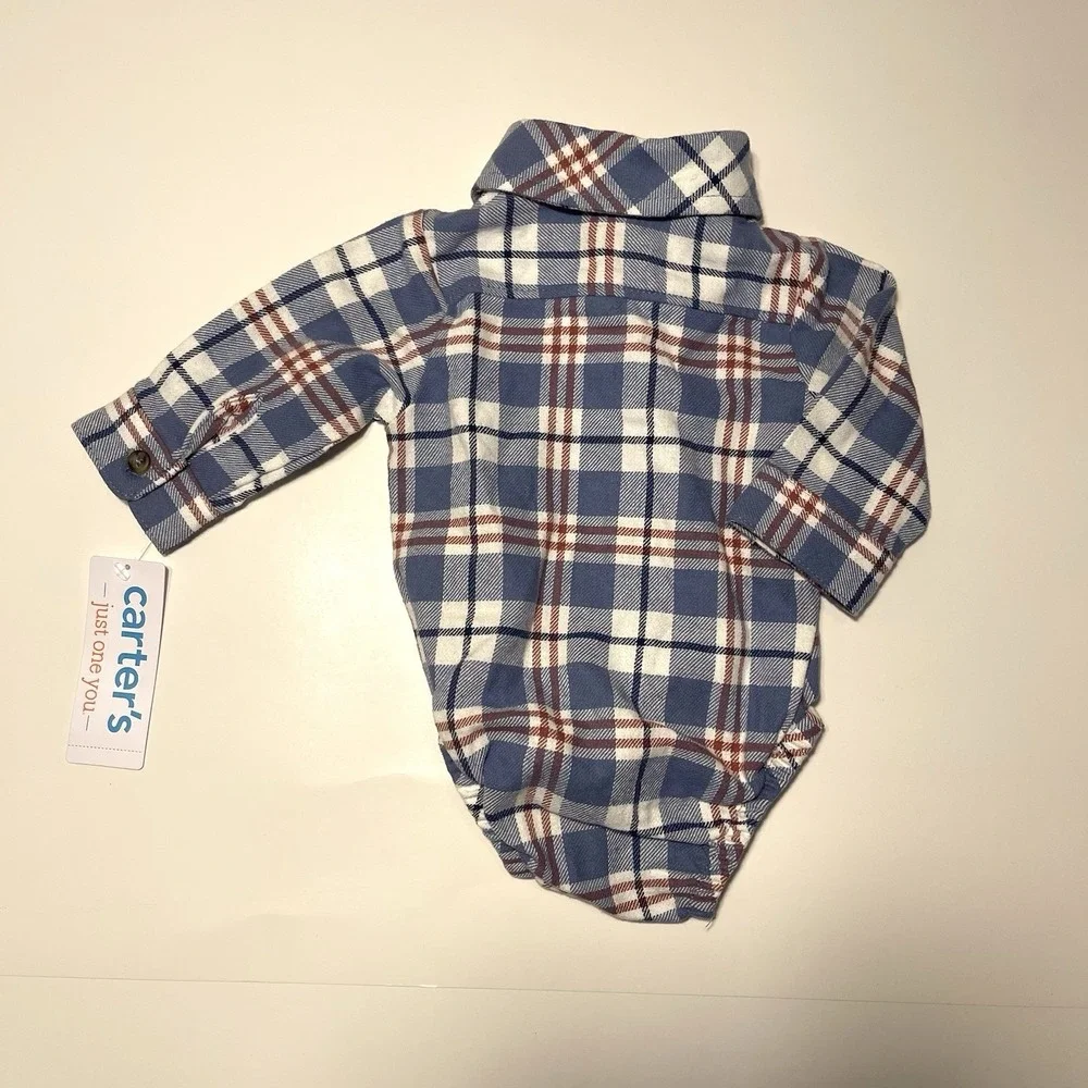 Carter's Baby Boy Outfit Set Newborn Plaid Bodysuit Bunny Pants NWT‎